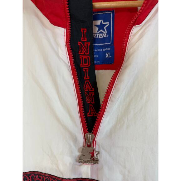 VTG 90s STARTER NCAA University Indiana HOOSIERS Logo Stripe 1/4 Zip Pullover XL - Picture 3 of 16
